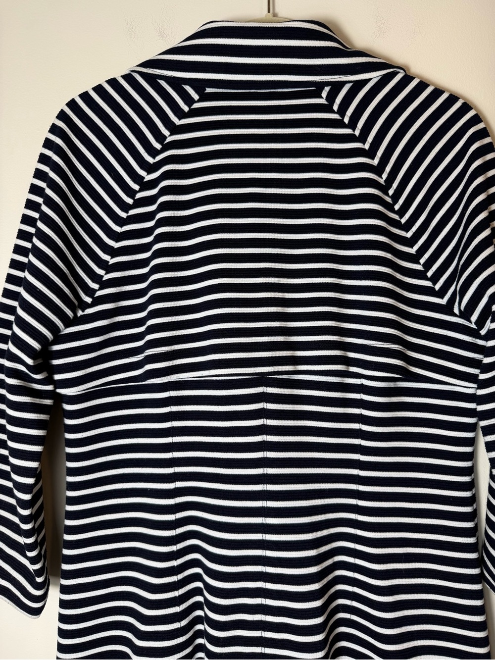 CAbi Maritime Navy White Striped Knit Trench Jacket Coat Double Breasted Medium - Picture 7 of 13